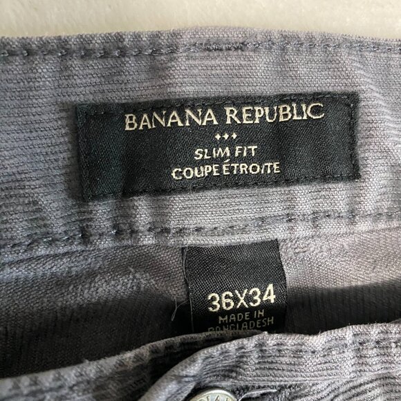 Banana Republic Pants Mens 36x33 Slim Fit Gray Chino Casual Corduroy - Picture 4 of 11